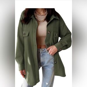 Olive Green Corduroy Shacket